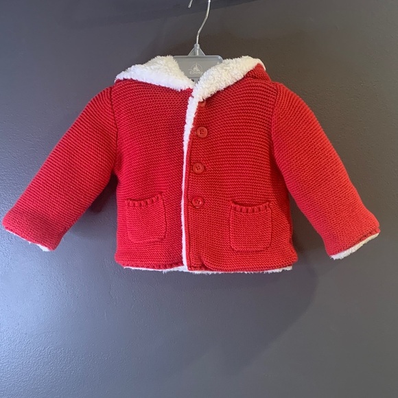Carter's Other - Carter’s Red Knit Baby Jacket with White Trim size 12M